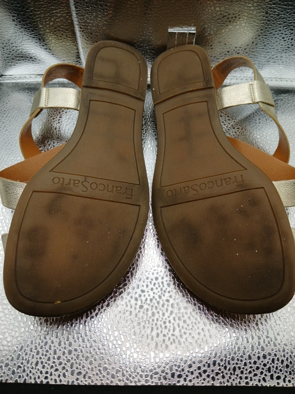 Franco Sarto Metallic Gold Crisscross Leather Sandals Women's Size 7*